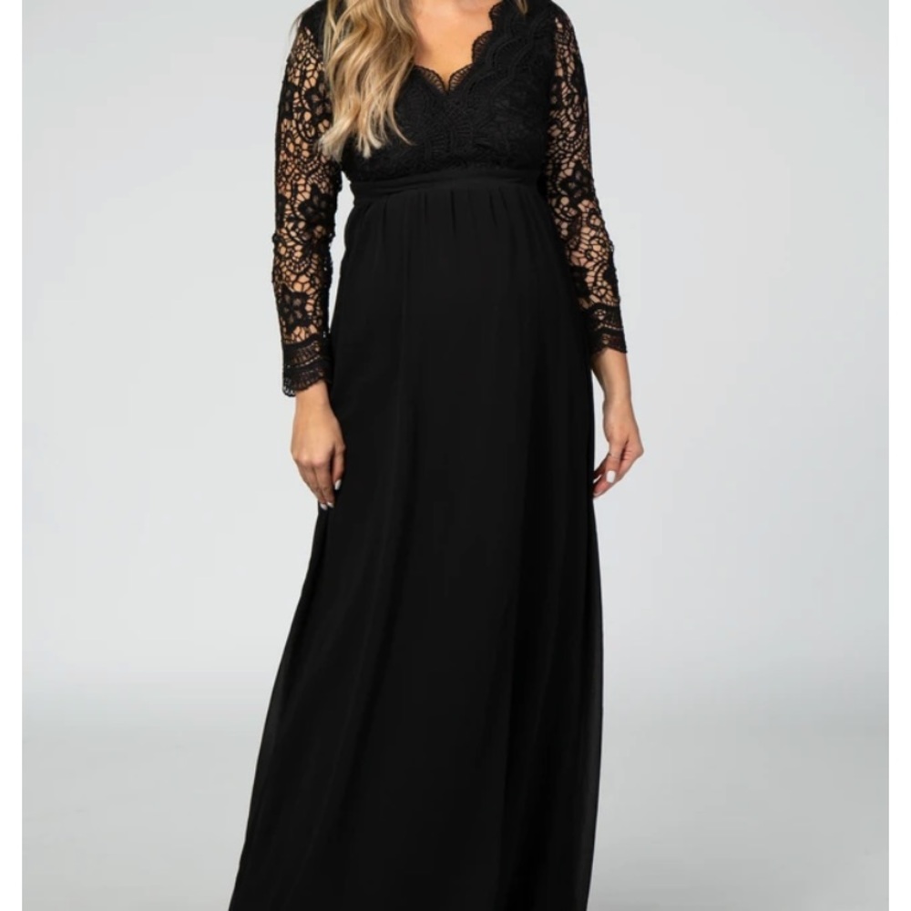 Pinkblush black lace maternity maxi